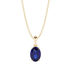 4 Prong Setting Oval Blue Sapphire Pendent