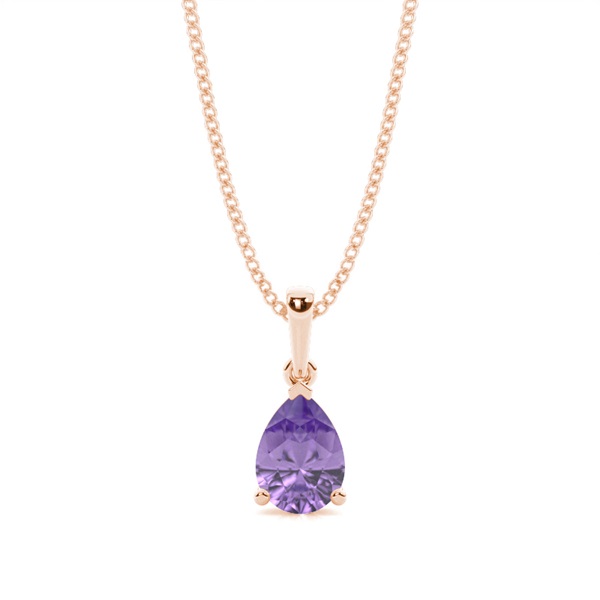 Prong Setting Pear Amethyst Pendent