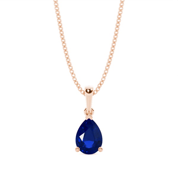 Prong Setting Pear Blue Sapphire Pendent