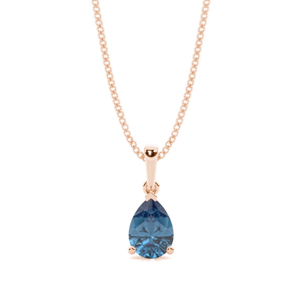 Prong Setting Pear Blue Topaz Pendent