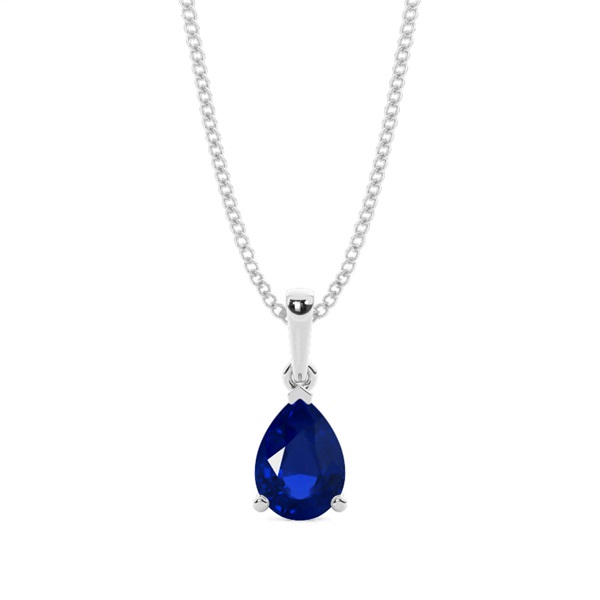 Prong Setting Pear Blue Sapphire Pendent