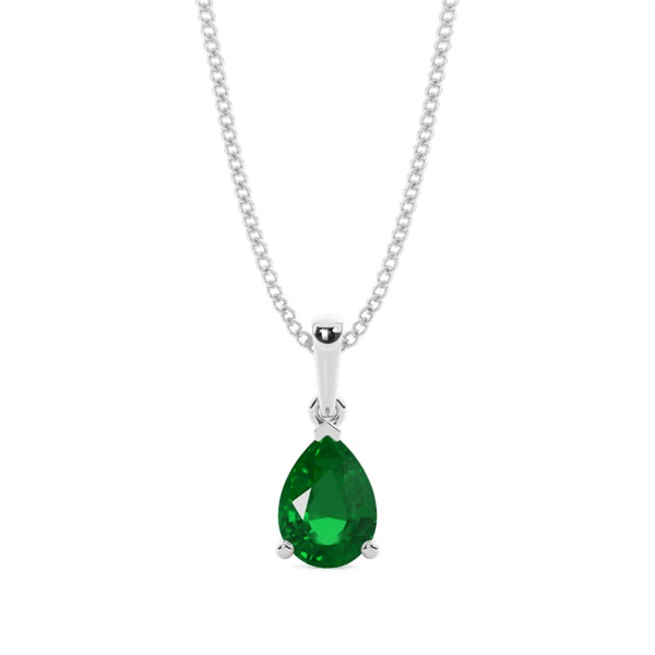Prong Setting Pear Emerald Pendent