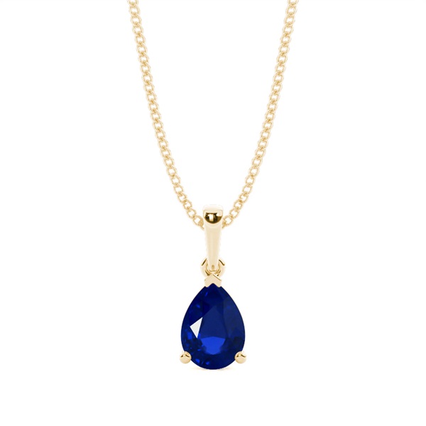 Prong Setting Pear Blue Sapphire Pendent