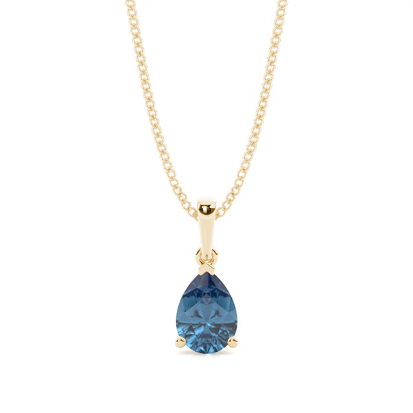 Prong Setting Pear Blue Topaz Pendent