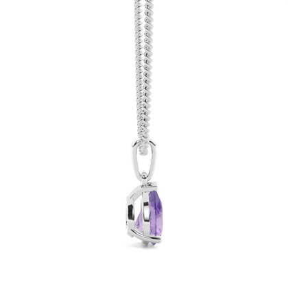 Tropfenförmiger Anhänger mit Amethyst in einer Krappenfassung