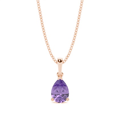 Prong Setting Pear Amethyst Pendent