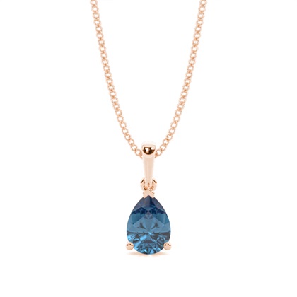 Prong Setting Pear Blue Topaz Pendent