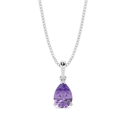 Prong Setting Pear Amethyst Pendent