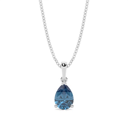 Prong Setting Pear Blue Topaz Pendent
