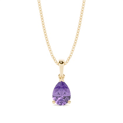 Prong Setting Pear Amethyst Pendent