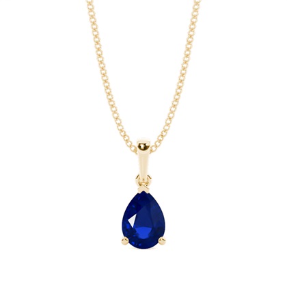 Prong Setting Pear Blue Sapphire Pendent