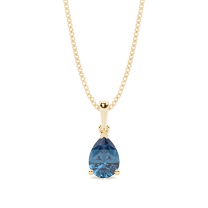 Prong Setting Pear Blue Topaz Pendent