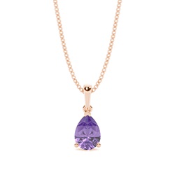 Tropfenförmiger Anhänger mit Amethyst in einer Krappenfassung