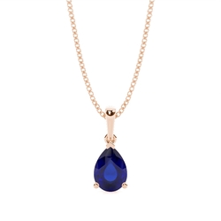 Prong Setting Pear Blue Sapphire Pendent