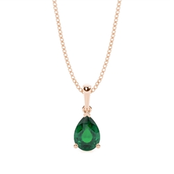 Prong Setting Pear Emerald Pendent