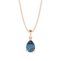 Prong Setting Pear Blue Topaz Pendent