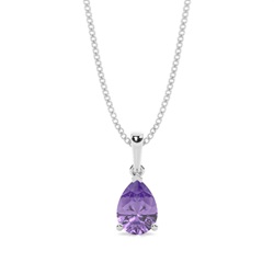 Tropfenförmiger Anhänger mit Amethyst in einer Krappenfassung