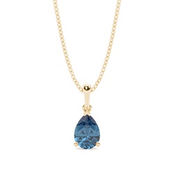 Prong Setting Pear Blue Topaz Pendent