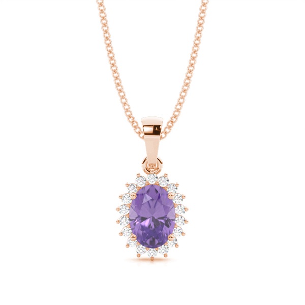 4 Prong Setting Oval Amethyst Pendent