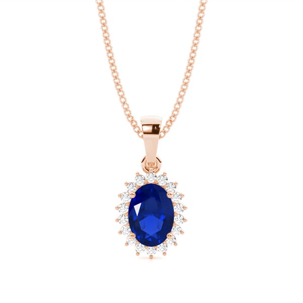 4 Prong Setting Oval Blue Sapphire Pendent