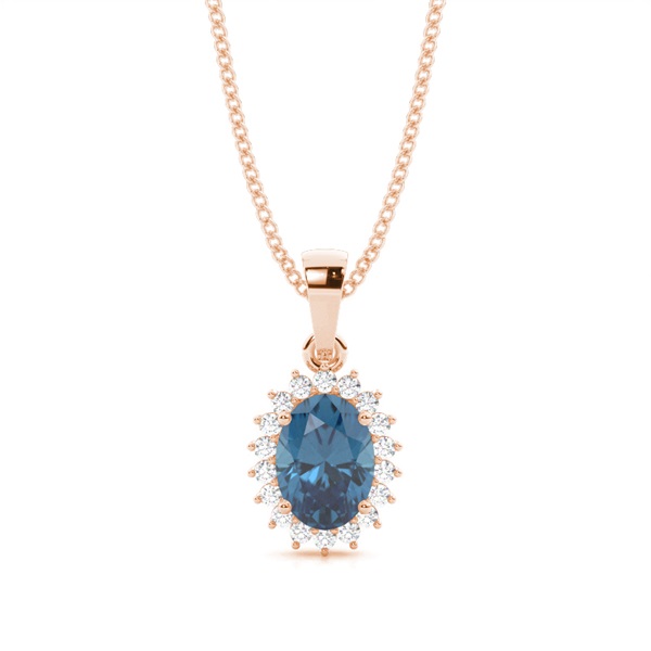 4 Prong Setting Oval Blue Topaz Pendent