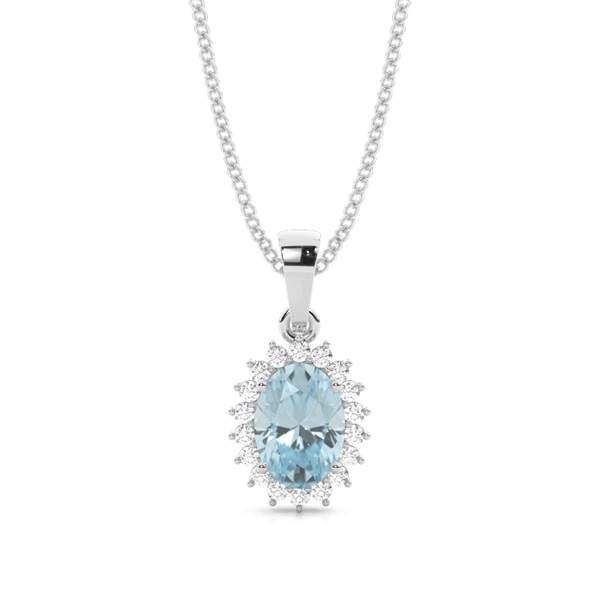4 Prong Setting Oval Aquamarine Pendent
