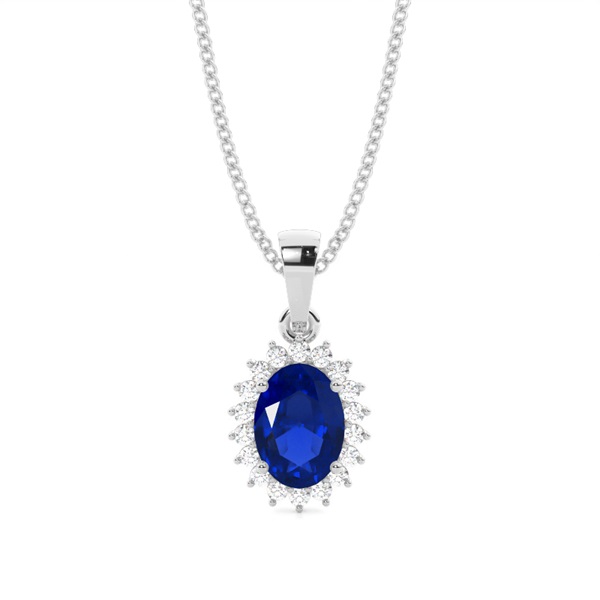 4 Prong Setting Oval Blue Sapphire Pendent