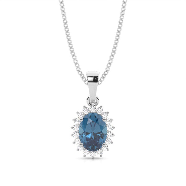 4 Prong Setting Oval Blue Topaz Pendent