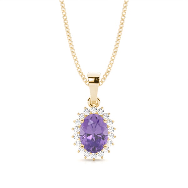 4 Prong Setting Oval Amethyst Pendent