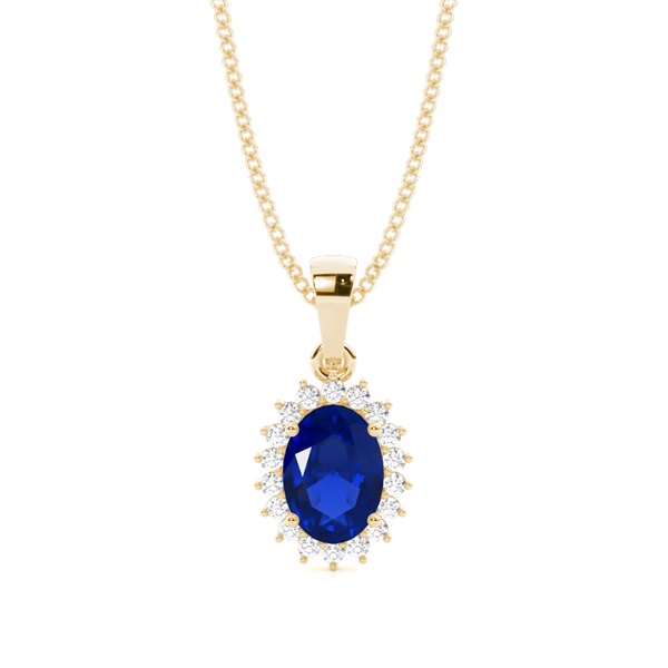 4 Prong Setting Oval Blue Sapphire Pendent