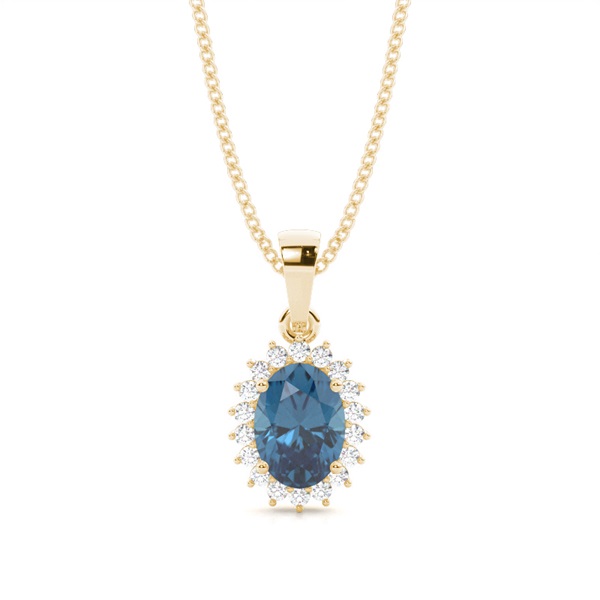4 Prong Setting Oval Blue Topaz Pendent