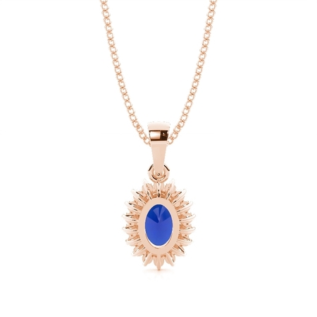 4-Stift-Einstellung Oval Blue Sapphire Pendent