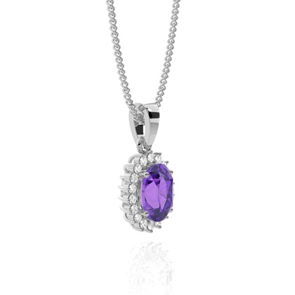 Ovaler Amethyst-Anhänger in einer 4er Krappenfassung