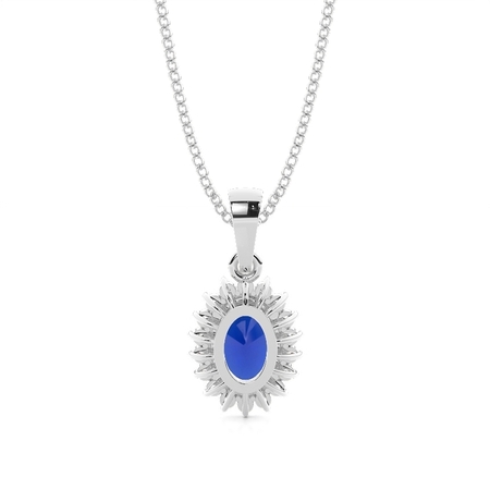 4-Stift-Einstellung Oval Blue Sapphire Pendent