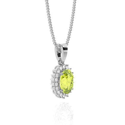 Ovaler Peridot-Anhänger in einer 4er Krappenfassung