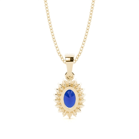 4-Stift-Einstellung Oval Blue Sapphire Pendent