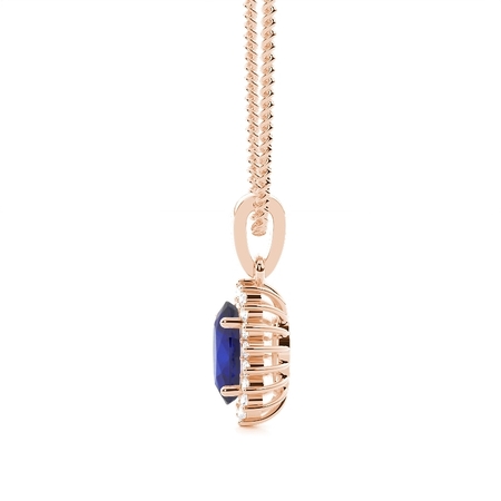 4-Stift-Einstellung Oval Blue Sapphire Pendent