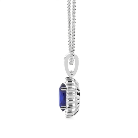 4-Stift-Einstellung Oval Blue Sapphire Pendent