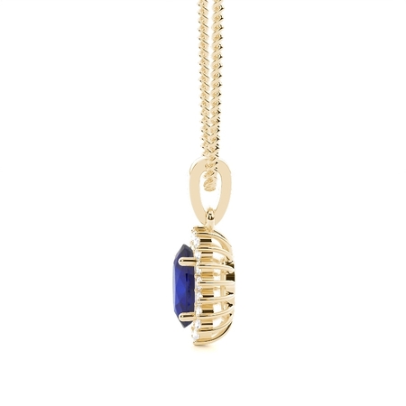 4-Stift-Einstellung Oval Blue Sapphire Pendent