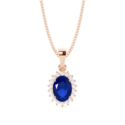 4 Prong Setting Oval Blue Sapphire Pendent