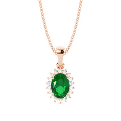 4 Prong Setting Oval Emerald Pendent