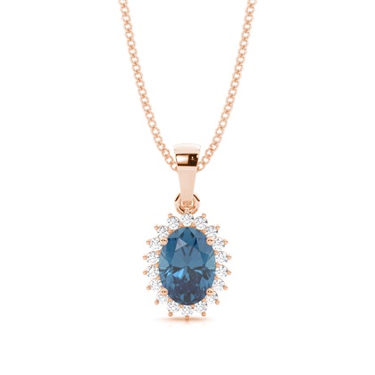 4 Prong Setting Oval Blue Topaz Pendent