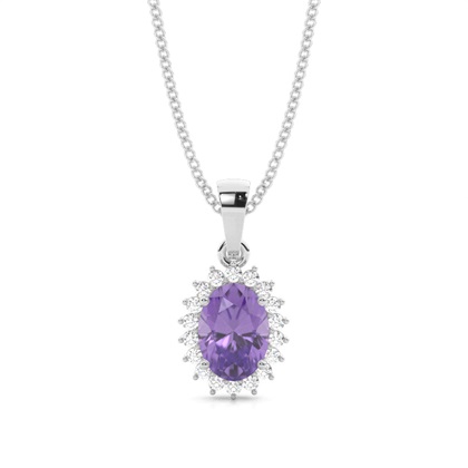 4 Prong Setting Oval Amethyst Pendent