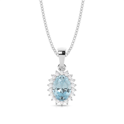 4 Prong Setting Oval Aquamarine Pendent