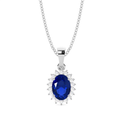 4 Prong Setting Oval Blue Sapphire Pendent