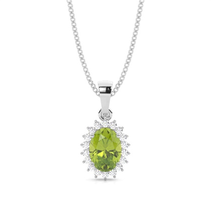 4 Prong Setting Oval Peridot Pendent