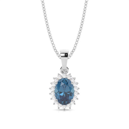 4 Prong Setting Oval Blue Topaz Pendent