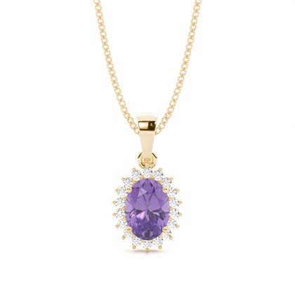 4 Prong Setting Oval Amethyst Pendent