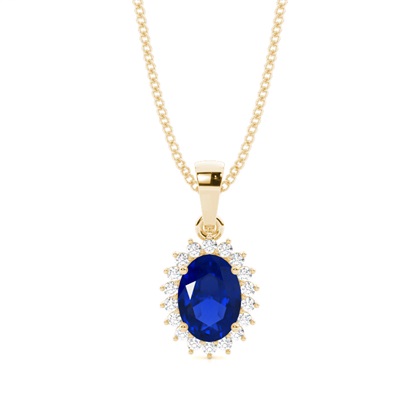 4 Prong Setting Oval Blue Sapphire Pendent