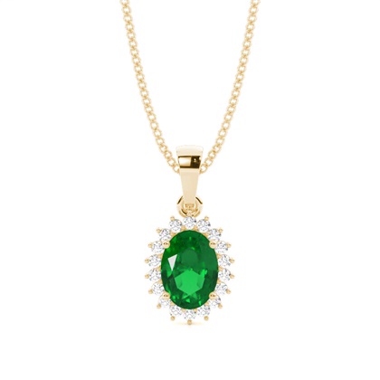4 Prong Setting Oval Emerald Pendent